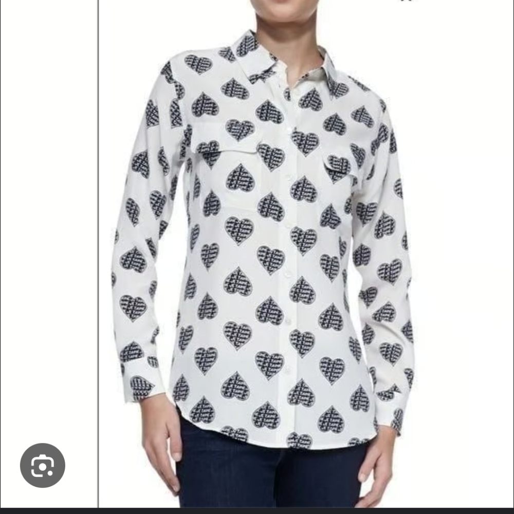 Equipment Femme Je' Taime Silk Heart Shirt
